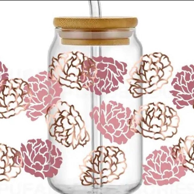 Crystal Peony Glass Cup